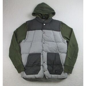 Oakley Ambassador Jacket Mens S‎ Green Gray Winter Hoodie Vest Combo Full Snap